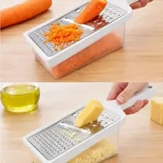 Ralador Inox Multiuso 3 Cortes com Reservatório Coletor para Queijo Legumes e Alimentos