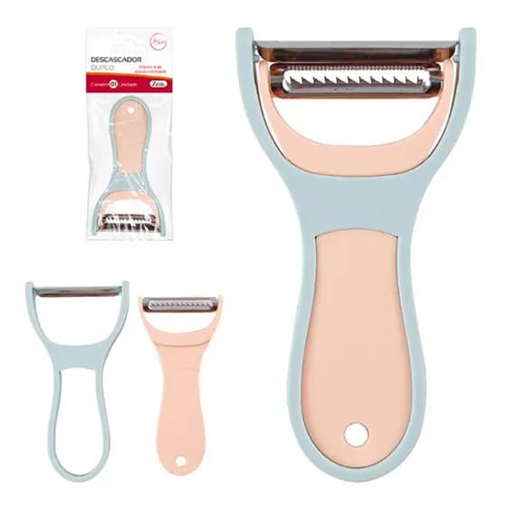 Descascador de Legumes 2 em 1 Aço Inox para Frutas e Verduras Duplo Ergonômico Cozinha