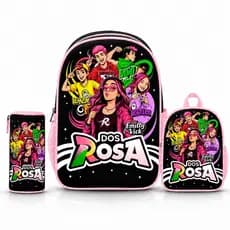 Kit Mochila Escolar Dos Rosas Voltas às Aula Emilly Vick 3 peças