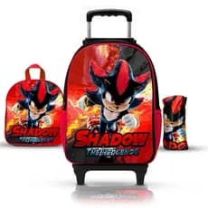 kit Mochila Escolar Rodinha Shadow Infantil Menino Volta as Aulas Lancheira + Estojo