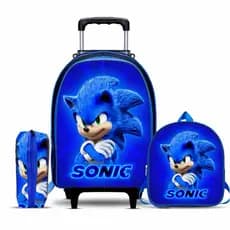 Kit Completo Mochila Sonic de Rodinha Volta as Aulas Sonic Lancheira+ Estojo e Só a Mochila de Rodinha