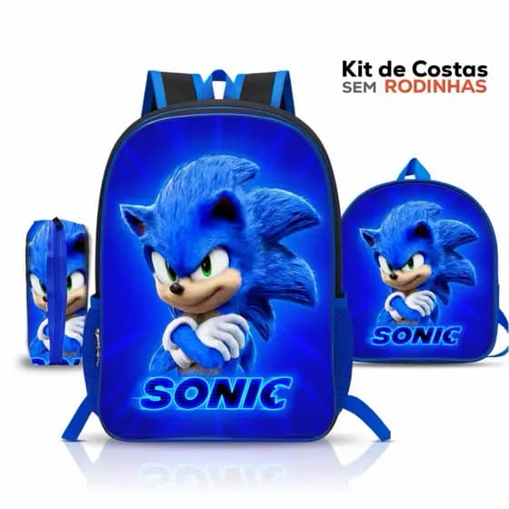 Kit Mochila Completo de Costa Sonic Volta as Aulas Lancheira+ Estojo