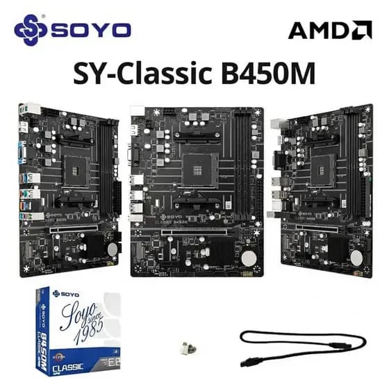 Placa-Mãe SOYO B450M Classic AM4 Ryzen DDR4 M.2 USB 3.2