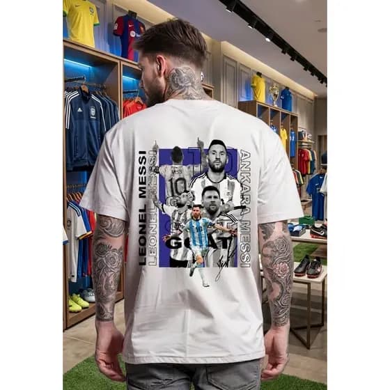 Camiseta Básica T-shirt Messi Goat Argentina Copa Do Mundo Futebol Unissex 100% Algodão Premium Envio Imediato Promoção