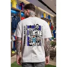 Camiseta Básica T-shirt Messi Goat Argentina Copa Do Mundo Futebol Unissex 100% Algodão Premium Envio Imediato Promoção