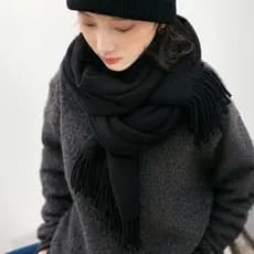 Cachecol Pashmina Lisa de Inverno Grosso 350g com Franjas Unissex