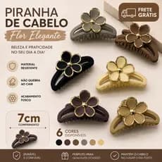 Piranha de Cabelo Flor Grande Fosca 7cm Feminina Garra Presilha