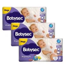 3 Super Fralda BabySec Premium Galinha Pintadinha Mega P com 34un Cada- Bebê sequinho por mais tempo