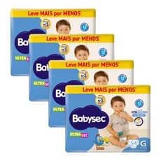 Kit Econômico 4 Pacotes de Fralda BabySec Hiper G c/ 54 uni- Ultrasec Galinha Pintadinha - Bebê sequinho por mais tempo