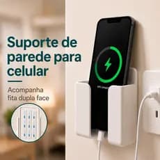 Suporte Celular Parede Carregador Sem Furo Organizador de Tomada Fita Dupla Face Universal