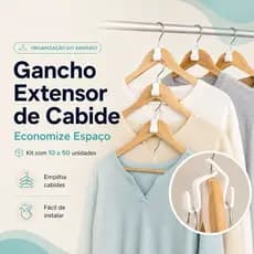 Gancho Extensor de Cabide Kit 10 a 50 Unidades Organizador para Economizar Espaço