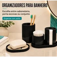 Organizador de Banheiro Saboneteira Porta Escovas Algodão Cotonete