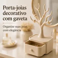 Porta Joias Árvore com Gaveta Organizador de Anéis Brincos Colares Pulseiras e Bijuterias