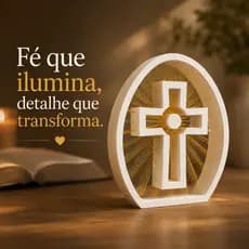 Cruz Decorativa Cristã de Mesa String Art Decoração Religiosa para Altar e Cantinho de Oração
