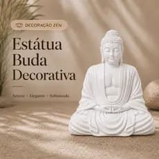 Estátua Buda Meditando Decorativa Branca Zen Religiosa para Altar e Meditação Decoração Espiritual