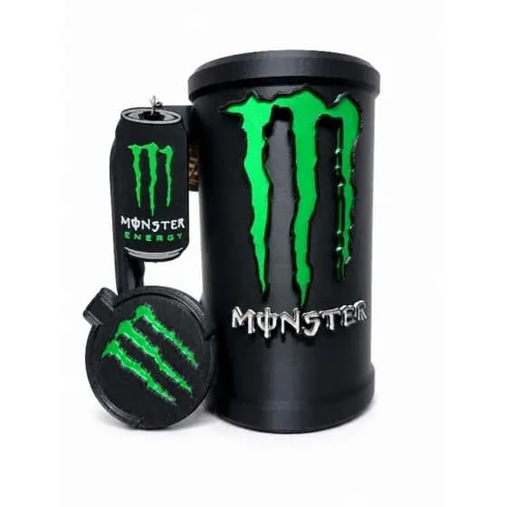 KIT COPO PORTA LATA COPO + TAMPA + CHAVEIRO MONSTER ENERGÉTICO PERSONALIZADO ALTO RELEVO