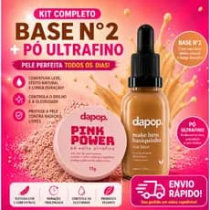 Base Fluida Dapop Bem Basiquinha + Pó Ultrafino Power Pink Rosa Mosqueta