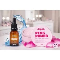 Blindagem Poderosa Dapop + Pó ultrafino Rosa Mosqueta Pink Power make selada o dia todo