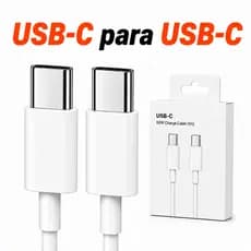 Cabo USB-C para USB-C Carregador Turbo 60W 1 Metro Serve para Iphone 15/16/17 Samsung Cabo USBC