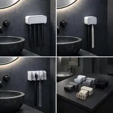 PORTA ESCOVA DE DENTE / SUPORTE DE ESCOVA 5 CORES. FIXAÇÃO SEM FUROS / SUPORTE PARA 4 ESCOVAS ACOMPANHA FITA DUPLA FACE.