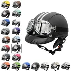 Capacete Coquinho Couro Com óculos Scooter Moto Elétrica Old School Custom Harley Óculos Espelhado