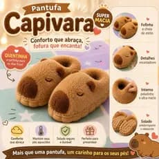 Pantufa Capivara Infantil Cano Alto Antiderrapante Sola Borracha Inverno Frio Festa Pijama Presente