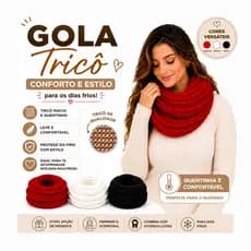 Gola Cachecol de Tricô Inverno Grossa Quentinho Macio Confortável Duas Voltas  Unisex Cores