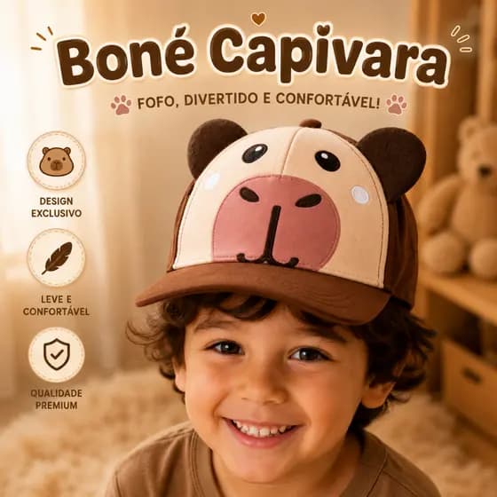 Boné Infantil Capivara Menino Menina Bichinhos Animais
