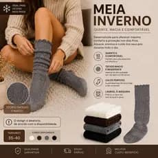 Meia Grossa Feminina Cano Alto Tricô Inverno Cores Variadas