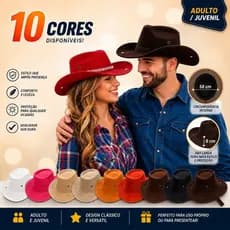 Chapéu Cowboy Adulto   Unissex Festa Junina São João Fantasia Caipira Country Camurça