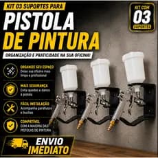 Kit Suportes Para Pistola de Pintura Automotiva de Parede Oficinas Organizadora Prático Sem Bagunças