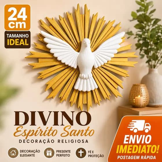 Divino Espírito Santo Parede Religioso 24cm Enfeite Presente Católico Decoração Primeira Comunhão Fé