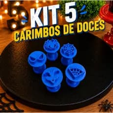 Kit com 5 Carimbos para Brigadeiro e Docinhos Tema Aranha Festa Infantil Confeitaria Decoração