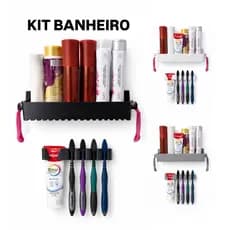 Kit Organizador de Banheiro de Parede para Shampoo e Escovas