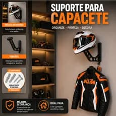 Suporte Parede para Capacete Moto com Gancho Chaves Jaqueta Organizador