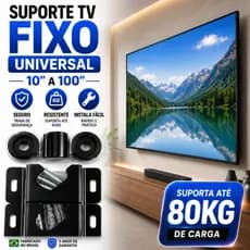 Kit Suporte Fixo Universal TV Monitores 10 a 100 Polegada Pix Até 80k Parede Fácil Instalação Seguro