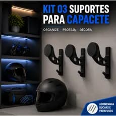 Suporte Capacete Moto Parede Kit 5 Unidades Organizador Gancho Porta Chaves Resistente