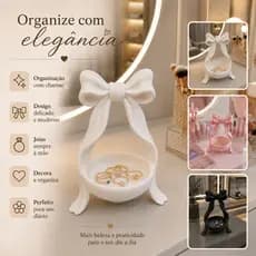 Porta Joias Feminino Laço Organizador de Anéis e Bijuterias Decoração Penteadeira