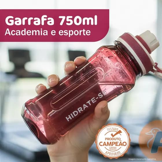 Garrafa Squeeze 750ml Academia Ergonômica Bico Antivazamento