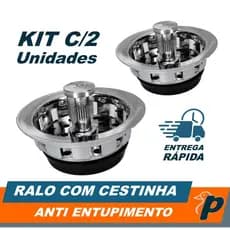 Kit 2 Válvulas Americana Ralo Cromado 6cm Ralinho Cestinha Anti Entupimento