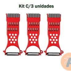 Kit 3 Descascadores de Legumes 3 em 1 | Fatiador | Ralador | Julienne |Cortador