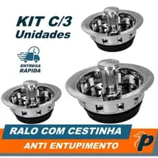 Kit 3 Válvulas Americana Ralo Cromado 6cm Ralinho Cestinha Anti Entupimento