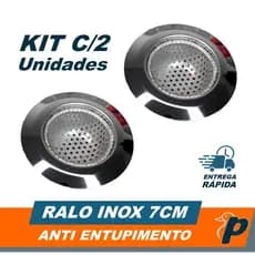 Kit 2 Ralos de Pia Inox 7cm Universal Anti Entupimento Cozinha Cuba Aço Inoxidável Premium