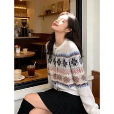 Alta qualidade DZ casa inverno topo óleo do sul high-end roupas femininas estilo preguiçoso high-end camisola de lã malh