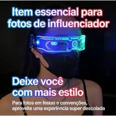 Óculos LED Coloridos, Hip Hop e Rap, Estilo Futurista, Divertido e Legal, para Festa, Bar e Street Performance
