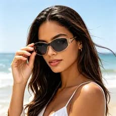 Novo Y2K quente menina peça conjunta óculos de sol feminino ins moda olho de gato óculos de sol europeu americano Metal