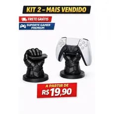 Kit 2 Suporte Gamer para Controle – Mão Armadura – Base Decorativa – Compatível PS4 PS5 Xbox PC