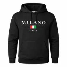 Moletom Masculino Milano Italia Premium Blusa de Frio Capuz Preto Streetwear Casual Luxo