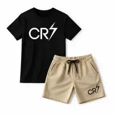 Conjunto Infantil Masculino Camiseta e Bermuda Estilo Esportivo . Algodão Roupa Infantil Menino
