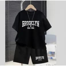 Conjunto Infantil Masculino Brooklyn New York Camiseta e Bermuda Algodão Roupa Infantil Menino